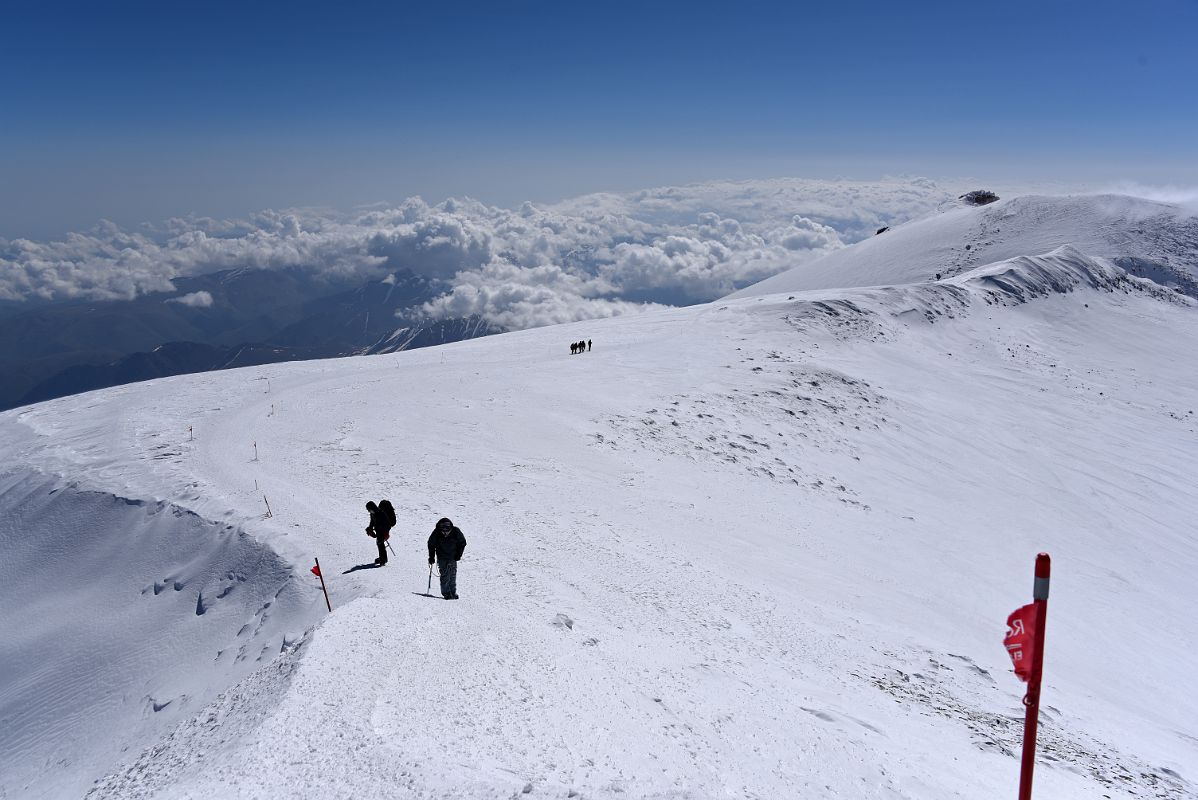 13A View Back To Ascent Trail With East Peak Beyond From Mount Elbrus West Main Peak Summit 5642m